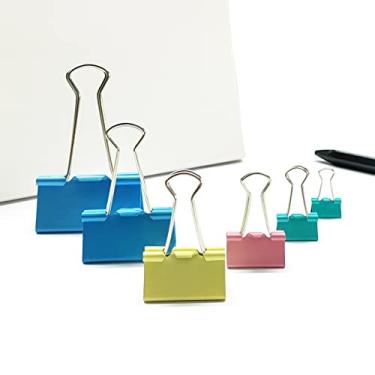 Imagem de Ykimok 100 peças de clipes coloridos para fichário, grampos de papel de metal 6 tamanhos sortidos, extra grande, grande, médio, pequeno, extra pequeno e micro para materiais de escritório, 4 cores vibrantes