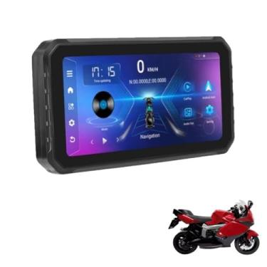 Imagem de XRC TECH Tela de navegação GPS para motocicleta de 6,2 polegadas, Android 13.0, CarPlay, IP65 à prova d'água, Bluetooth duplo, com reprodutor de multimídia automotivo sem fio Carplay Android