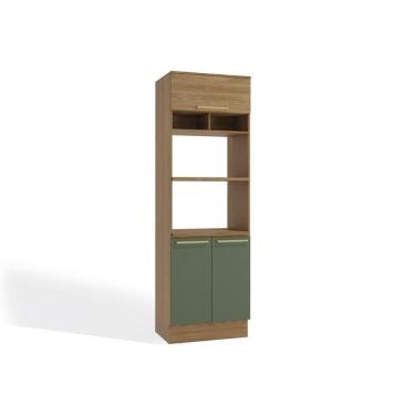 Imagem de Paneleiro De Cozinha Botanic M627 C/ 3 Portas 70cm Nogueira/verde Oliva - Kappesberg