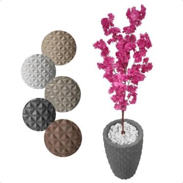 Imagem de Flor Cerejeira Pink Japonesa Arranjo Artificial Com Vaso de Decoração 