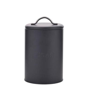 Imagem de Lata Hermética Açúcar Relevo Preta 12x19x12Cm Metal - Mai Home