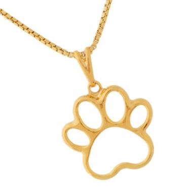 Imagem de Colar Pingente Patinha De Cachorro Gato Pet Banhado A Ouro 18k - Dinis