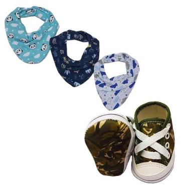 Imagem de Kit 4 Pçs Acessórios De Bebê Recém Nascido Bandana Sapatinho - Koala B