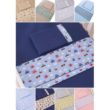 Imagem de jogo de lençol  para chiqueirinho com  3 peças fronha ponto palito men