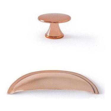 Imagem de Kit Puxador Dourado Ponto PZ 1080 E Concha Rose Gold PZ 1020 Kit 22 Pç