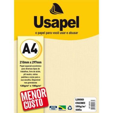 Imagem de Papel A4 Linho Usapel Creme 180G. - Filiperson