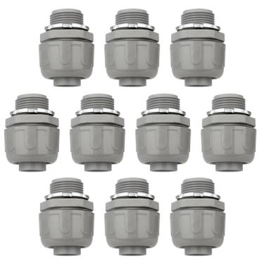 Imagem de HDHAODA Conectores de conduíte, conector apertado líquido de 3/4 polegadas NPT não metálico para conexões de conduíte flexíveis elétricas de PVC, reto de 180 graus, listado pela UL para ferramentas de