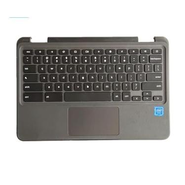 Imagem de Lyinsen Substituição para laptop Dell Chromebook 11 3100 capa superior para montagem do teclado com apoio de mãos e touchpad peça 11,6 polegadas 0TK87M TK87M capa superior preta