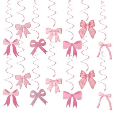 Imagem de Conjunto de 14 decorações de redemoinhos de pendurar para festa de arco rosa, decorações de festa de aniversário de coquete, decorações de festa de arco para meninas, aniversário, bebê, chá de panela,