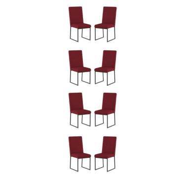 Imagem de Kit 8 Cadeiras Estofadas Base De Ferro Preto Para Mesa Jantar Marsala