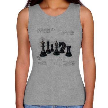 Imagem de Regata Feminina Xadrez - Foca na Moda, Cinza, M