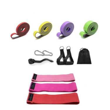 Imagem de Kit de 4 elasticos para exercicios + 3 hip band super band - TLG