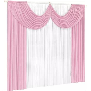 Imagem de Cortina Paris Para Quarto Ou Sala 2,00 X 1,70 Rosa Branco - NOSSO LAR 