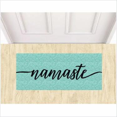 Imagem de Tapete para porta namaste, cor verde pscina. - ZAP TAPETES