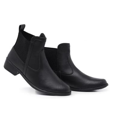 Imagem de Bota Coturno Feminino 11212  Gmm Shoes Cano Baixo Moderno, Preto, 38, 