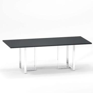 Imagem de Mesa de Reunião Retangular Tubular P25 Pandin 2,6 M Grafito e Branco