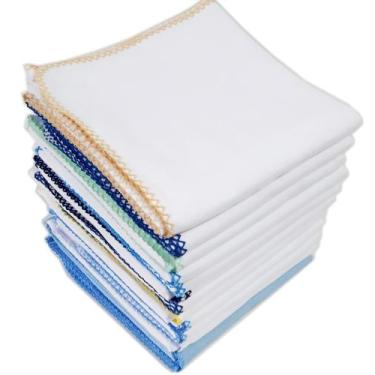 Imagem de 10 Cueiros Flanelados Liso 80x80 Com Crochê - Dugu, Masculino