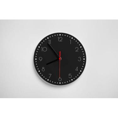 Imagem de Relógio De Parede Redondo Preto Numeral Pontilhado 32x32cm - PRESENTE-