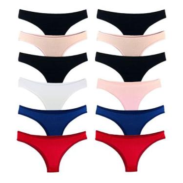 Imagem de Kit 12 Calcinhas Fio Dental Algodão Cotton Básica Lisa Lingerie 005 - 