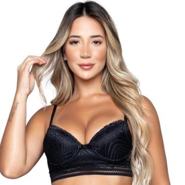 Imagem de Sutiã Lingerie Vekyo Com Bojo Renda E Elástico Roupa Íntima, GG, Preto