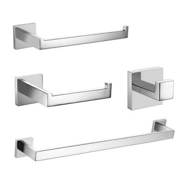 Imagem de Kit Suporte Banheiro Luxo Inox 4 peças Yab Porta Toalha Porta Papel Ga