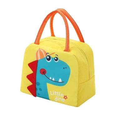 Imagem de Bolsa Térmica Infantil Lancheira Escolar Marmita Com Alça Estampas Fofas (Dino Amarelo)