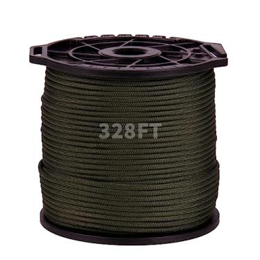 Imagem de Ligebul Corda de Paracord, 100 M/328 Pés, 4 Mm, 9 Fios de Carretel de Paraquedas, Corda de Paracord de Náilon para Camping, Rede, Panos, Caminhadas, Pesca, Sobrevivência (Verde)