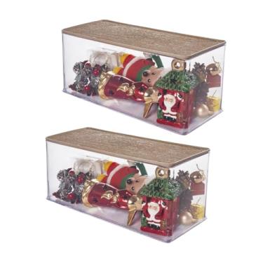 Imagem de Kit 2 Organizador Grande Multiuso Acrílico Resistente Banheiro Cozinha Com Tampa Texturizada