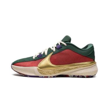 Imagem de Nike Tênis de basquete masculino Zoom Freak 5, Vermelho academia/abeto/roxo/dourado metálico, 38
