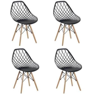 Imagem de Kit com 4 Cadeiras Cloe Base Madeira - Rivatti