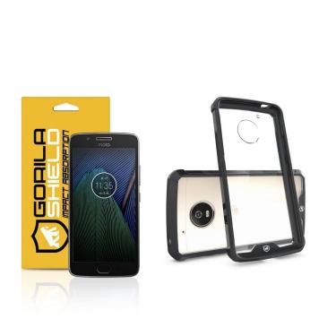 Imagem de Kit Capa case capinha Ultra Slim Air Preta e Película de vidro dupla para Motorola Moto G5 Plus - Gshield
