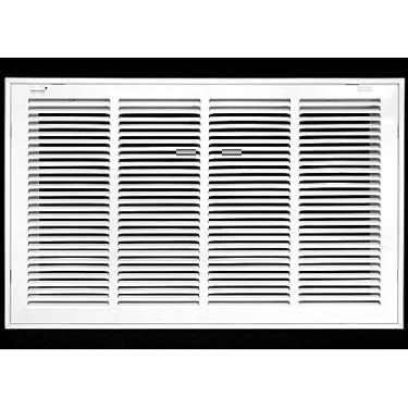 Imagem de Grade de filtro de ar de retorno de aço de 61 x 35,5 cm para filtro de 2,5 cm - dobradiça fixa - cobertura de duto HVAC - face plana estampada - branca [Dimensões externas: 66 5/20.3 cm L x 40,6 cm