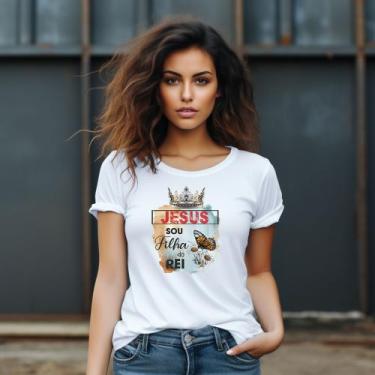 Imagem de Camiseta Feminina T-shirt 100% Algodão Estampas Religiosas Moda Cristã