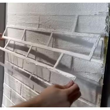 Imagem de Stencil Tijolinho Revestimento De Parede Pintura 60x60 Cm - LuJP Decor