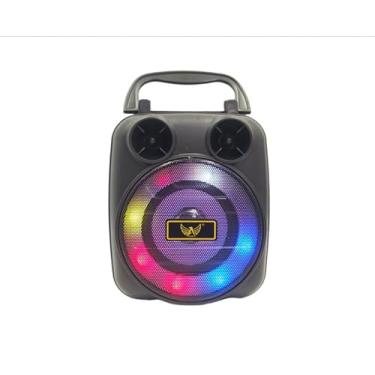 Imagem de Caixa de Som Bluetooth Portátil, 10W, LED Multicolorido, Rádio FM, Bateria 500mAh, Entrada USB (Preto)