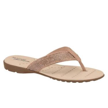 Imagem de Tamanco Rasteiro Modare Casual Ultraconforto Strass Feminina Nude, Nud
