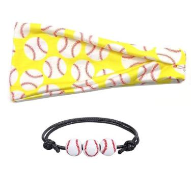 Imagem de BAICAIYU Conjunto de 2 peças para bebês meninos softball, faixa de cabeça esportiva e pulseira ajustável, conjunto de 2 peças, roupa de festa de aniversário