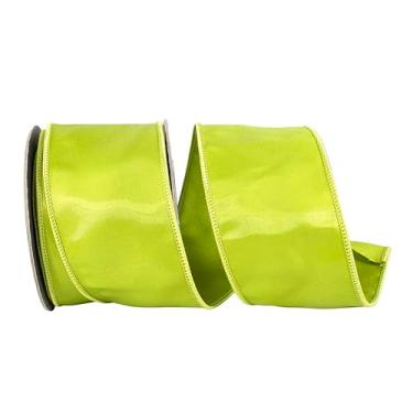 Imagem de Reliant Ribbon Fita de borda com fio de cetim iridescente elegância, grama verde