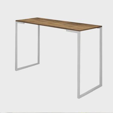 Imagem de Mesa Escrivaninha 90cm Stan Home Office Industrial Consultório Ferro Branco mdf Freijó - Ahz Móveis