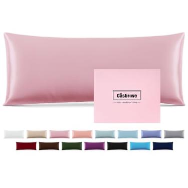 Imagem de Capa de almofada de seda para o corpo fronha de almofada macia capa de almofada de seda amoreira para dormir (rosa, 50 x 137 cm, 1 peça)
