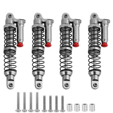 Imagem de RZXYLRC Amortecedor de óleo com amortecedor traseiro traseiro ajustável para 1/10 Traxxas MAXX Monster Trucks RC peças de atualização (cinza)