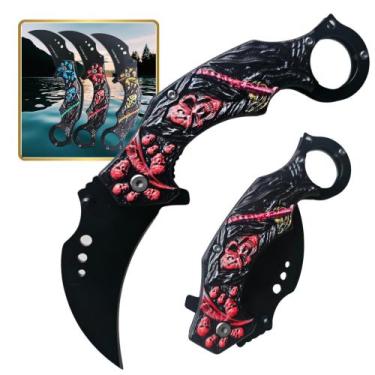 Imagem de Canivete Tipo Faca Karambit Curvado Semi Automático Com Clip Alto Padr
