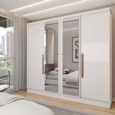 Imagem de Guarda-Roupa Casal Adam Plus 4 Portas 2 Gavetas com Espelho Branco - P