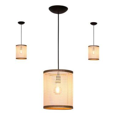 Imagem de Kit 3 Lustres De Palha Indiana Moderno Luminária Luxo Sala - A7home, p