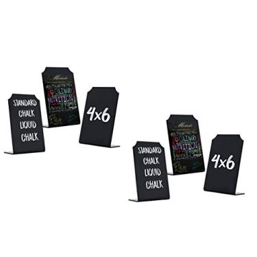 Imagem de Placa de lousa com suporte | Mini display de comida de mesa – Pequenos quadros negros de giz com suporte para cafés e restaurantes, cartões de lugar, buffet, menus e eventos casamentos – 4 x 6 quadros (6)