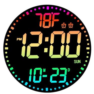 Imagem de QINFIEY Relógio De Parede Digital Grande De 12" Com Mudança De Cor Rgb E Controle Remoto, Relógio Plug-In Com Display Led, 3 Níveis De Brilho E Display De Temperatura, Perfeito Para Casa, Academia,