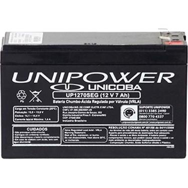 Imagem de Bateria Para Nobreak Interna Selada 12V 7,0Ah Up1270Seg - Unipower