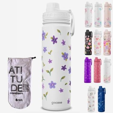 Imagem de KIT Garrafa Térmica Gocase Original Premium Estampas 650ml com saquinh