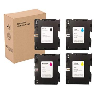 Imagem de INK+ Pacote com 4 cartuchos de tinta de sublimação GC41 para transferência de calor compatível com Ricoh GC41 para Ricoh IPSiO SG3100 SG2100 SG2100L SG2010L (1 preto, 1ciano, 1magenta, 1amarelo)