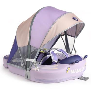 Imagem de HECCEI Mambobaby Flutuador Upgrade Adiciona Cauda Bebê Com Capota Para Cintura Infantil Boia De Natação Instrutora Boias Não Infláveis Brinquedos Alça Segurança Ajustável (Roxo - Borboleta)